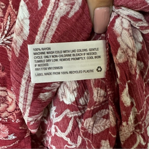 Knox Rose Red Floral Womens Long Sleeve Dress bohemian V-neck above knee - Picture 9 of 10